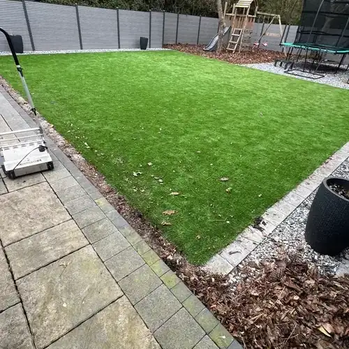 Artificial grass deep clean, Stafford garden, before professional cleaning