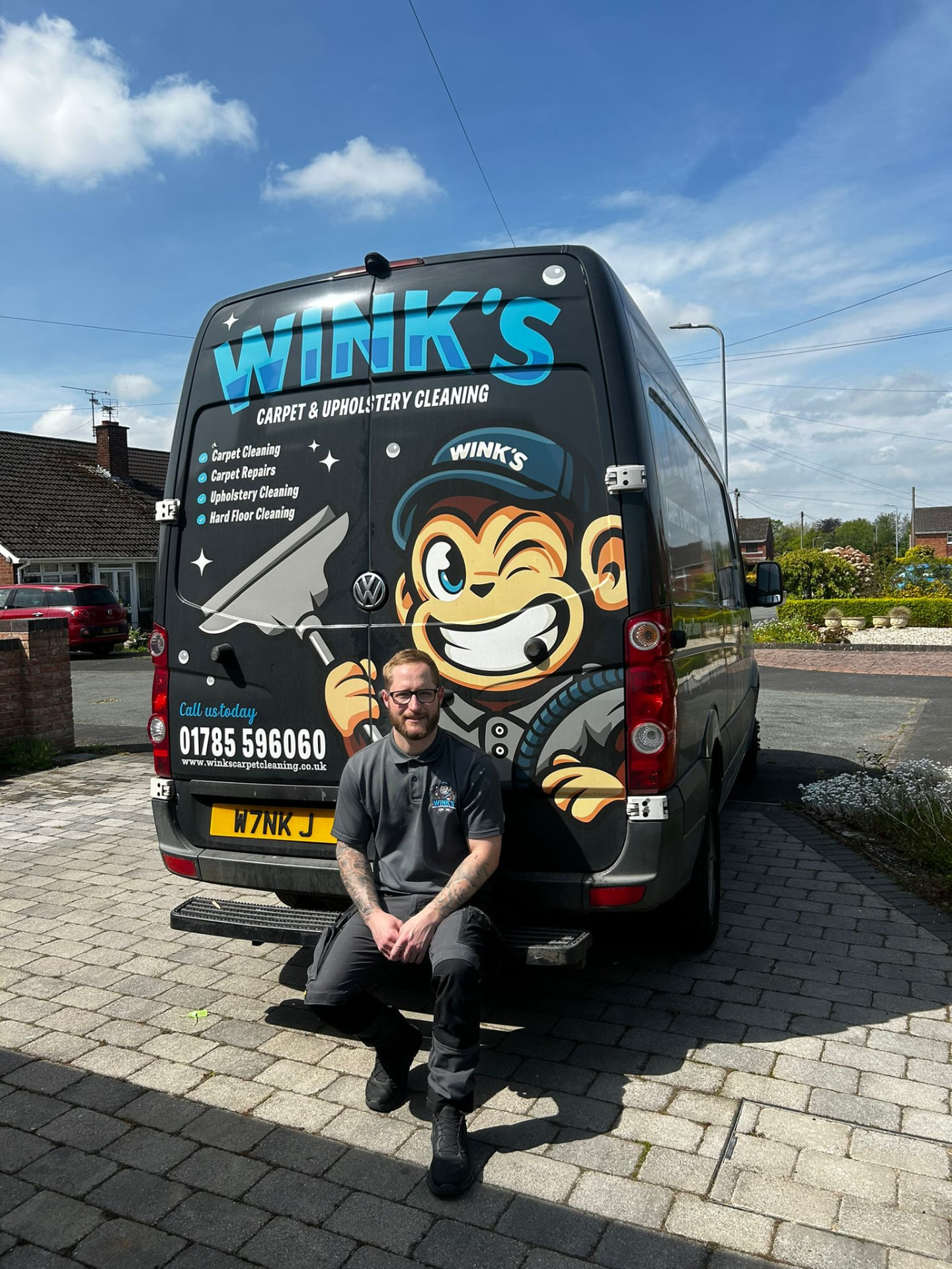 Jack Winkle from Wink’s Carpet & Upholstery Cleaning with his van