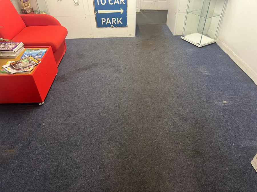 Commercial carpet cleaned and brightened in Stafford, before professional cleaning