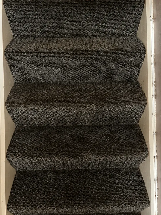 Dark stair carpet restored with professional cleaning in Stafford, before professional cleaning